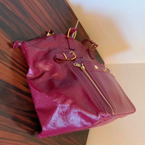 Yves Saint Laurent Large Downtown Plum Patent Bag - Picture 7 of 8